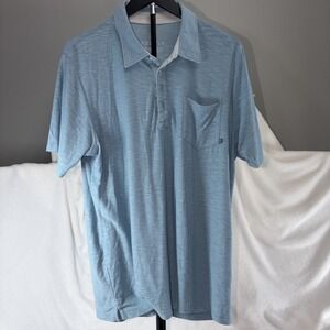Free Fly Shirt L Blue Cotton Bamboo Blend Performance Short Sleeve Polo Retro